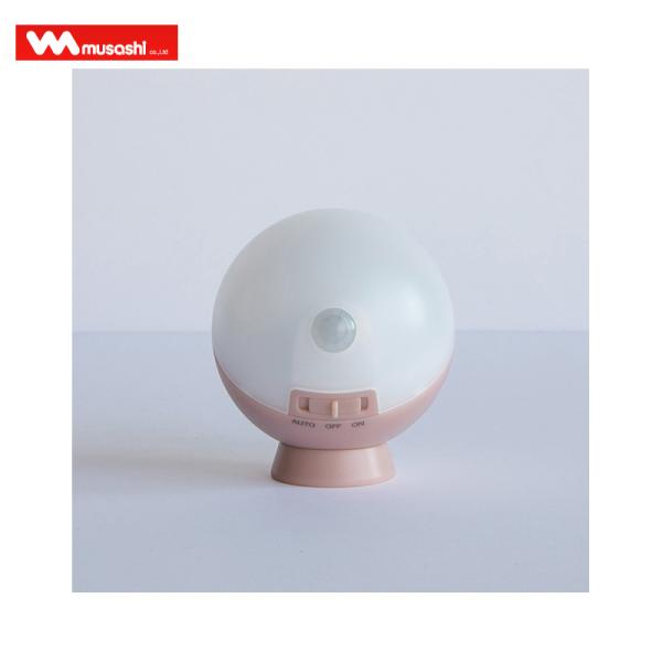 ムサシ RITEX ライテックス てのりまんまるセンサーライトシャビーピンクWSL-001SP