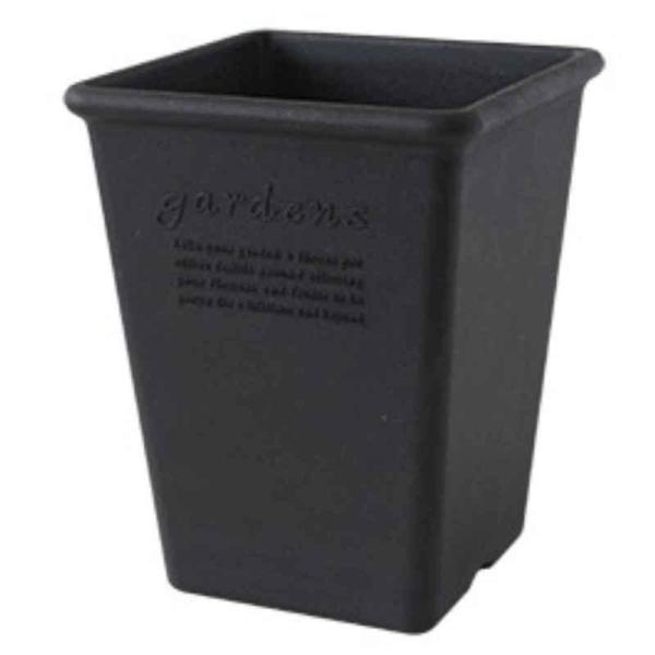 八幡化成 植木鉢 エコポット角型ロング 木粉入り 幅19.2×奥行19.2cm ブラック