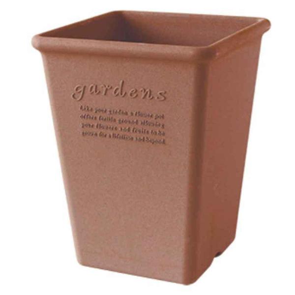 八幡化成 植木鉢 エコポット角型ロング 木粉入り 幅23.2×奥行23.2cm 素焼き