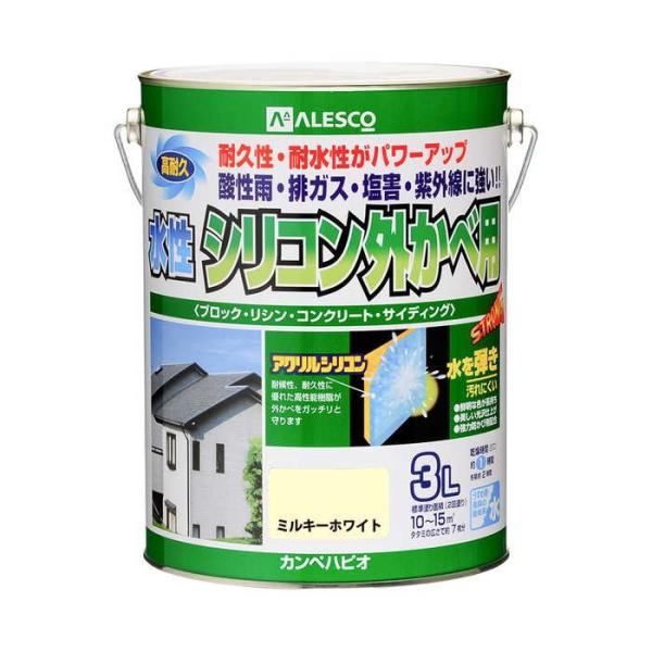 カンペハピオ 水性シリコン外カベ用 ミルキーW 3L