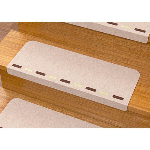 おくだけ吸着蓄光階段マット ライン(15枚入) / KX-81 ライトベージュ サンコー 住宅改修/...