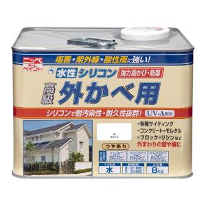 ニッペ(Nippe) ペンキ 塗料 水性シリコン外かべ用 01 ホワイト 8kg モルタル・スレート・コンクリート・ブロック塀 ニッペホームプロダクツ