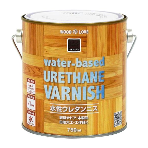 ニッペ(Nippe) ペンキ 塗料 水性ウレタンニス ウォルナット 750ml WOODLOVE 木...