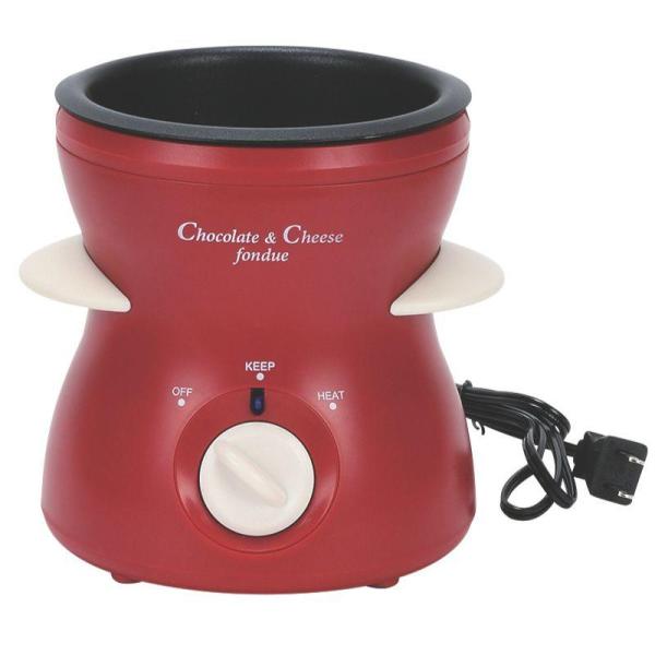 パール金属 リトルリッチ 電気チョコ・チーズフォンデュ鍋 フォーク4本付 レッド D-0310