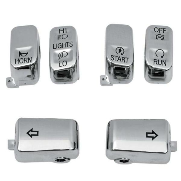 ドラッグSP 0616-0128 クローム・スイッチキャップキット 6個セット スポーツスター、ダイ...