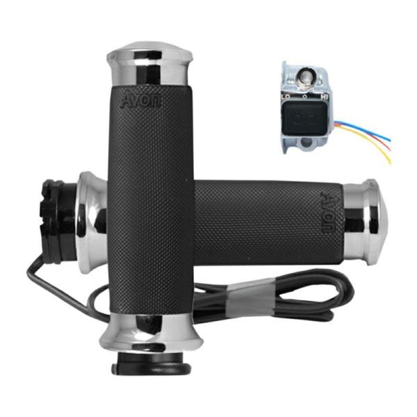 エイボン 0631-0233 GRIP カスタムコントゥア ヒートグリップ クローム ケーブルスロッ...