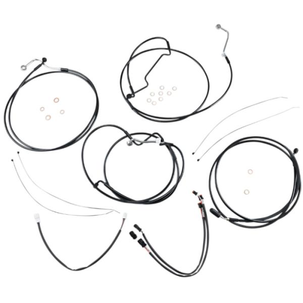 ハーレー FLHR XR DOTハンドルケーブルキット12〜14インチ用 (ブラック/ブラック) M...