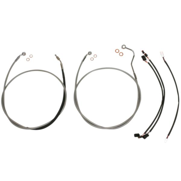 ハーレー FLHR XR DOTハンドルケーブルキット15〜17インチ用 (ステンレス/クローム) ...
