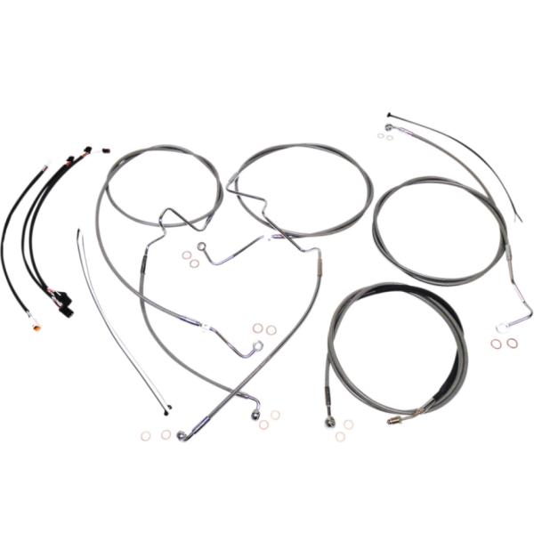 ハーレー FLHRXS XR DOTハンドルケーブルキット15〜17インチ用 (ステンレス/クローム...