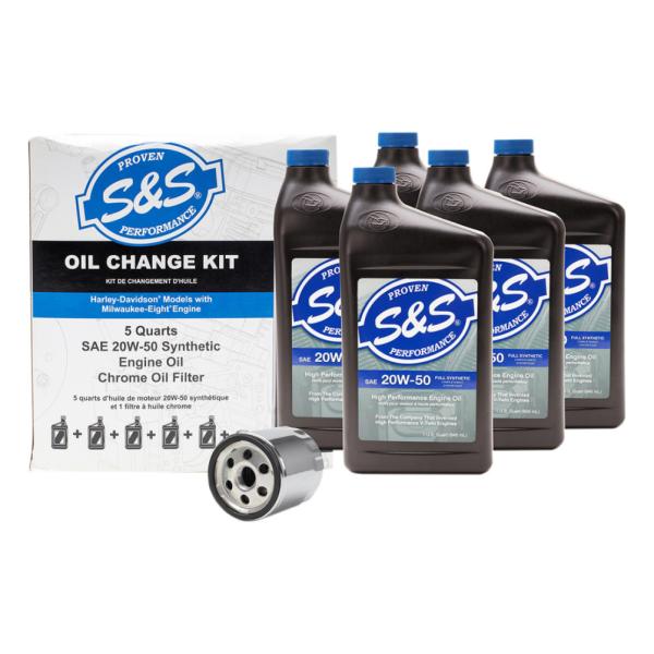 S&amp;S ハイパフォーマンス Synthetic（化学合成）ミルウォーキー用エンジンオイル交換キット/...