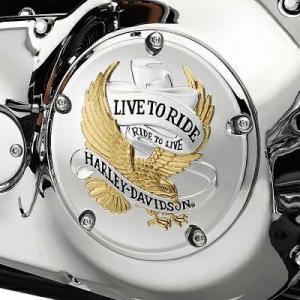 ハーレー純正 ゴールド・LIVE TO RIDEロゴ・ダービーカバー 25340-99A