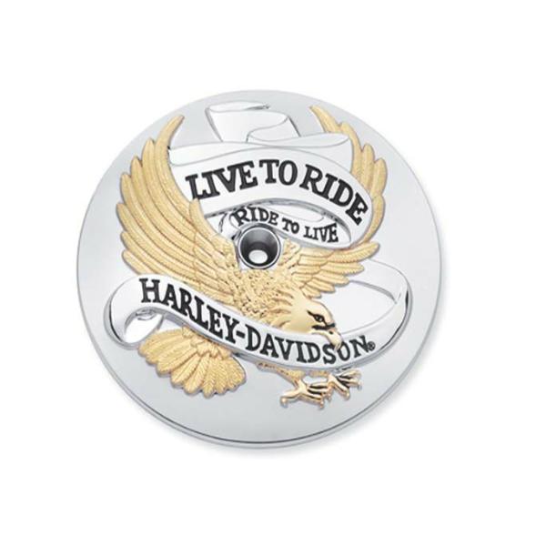 ハーレー純正 ゴールド・LIVE TO RIDEロゴ・エアクリーナートリム 29328-99