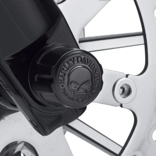 ハーレー ダビッドソン Willie G スカル フロントアクスルナットカバー ブラック 43000...