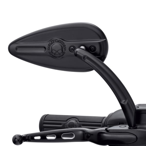 ハーレー純正 Willie G スカル・ティアドロップミラー (ブラック) スポーツスター、ダイナ、...