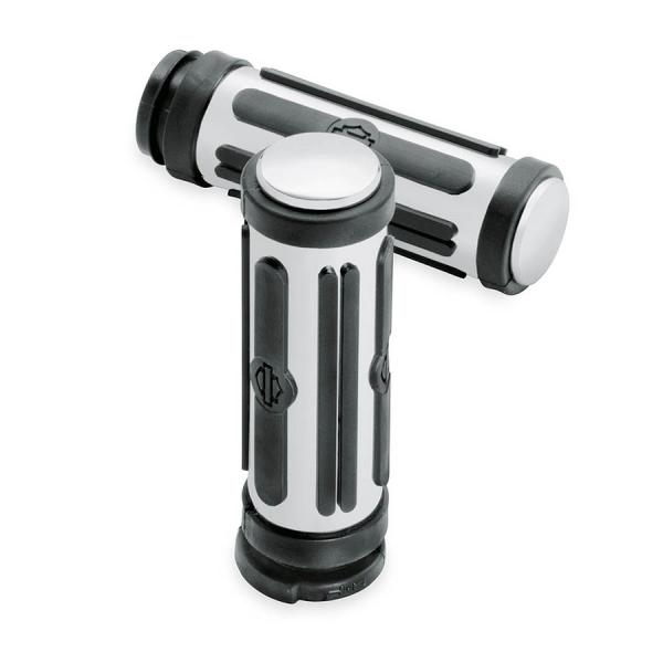 ハーレー純正 クローム＆ラバー・ホリゾンタル・ハンドグリップ ラージ　ケーブルスロットル 56263...