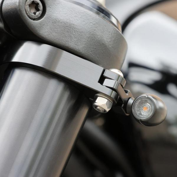 スポーツスターS フロントウィンカーブラケット/スフィアライトLEDウィンカーセット (ブラック) ...