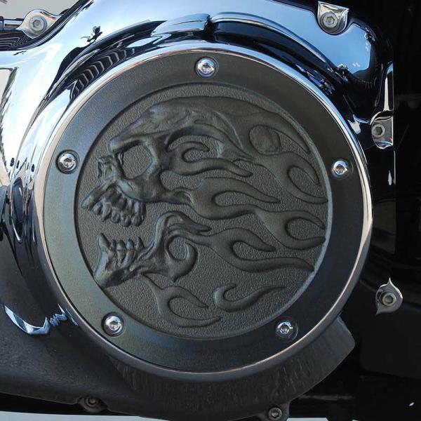 クロームドーム DCFSB-2 フレイムスカル ダービーカバー テクスチャーブラック 1999〜20...