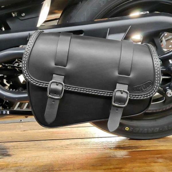 エンズクオイオ DUB レザーサドルバッグ 7L (ブラック) スポーツスターS