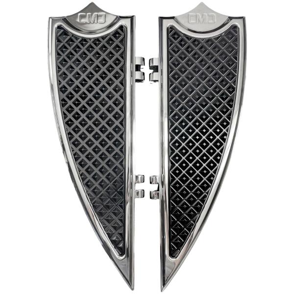 1986〜2017 FL ソフテイル ELEV8 ライダーフロアボード (クローム/ブラックインサー...