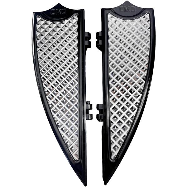 1986〜2017 FL ソフテイル ELEV8 ライダーフロアボード (ブラック/クロームインサー...