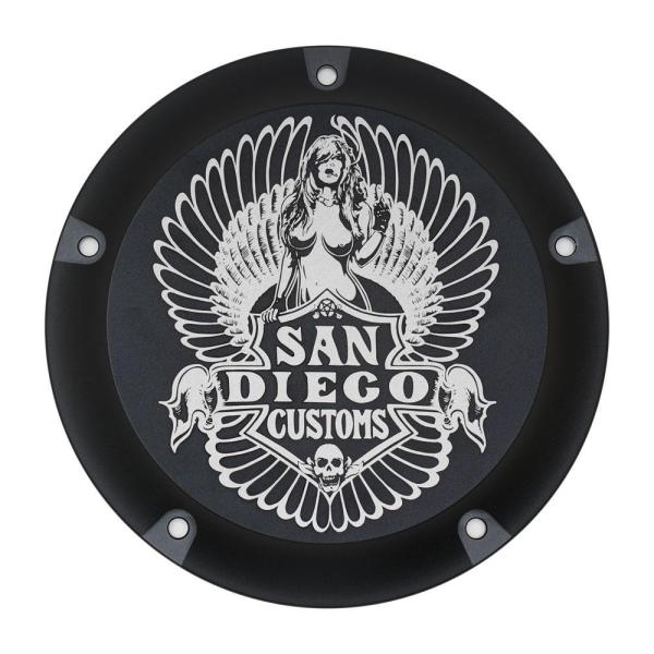 【San Diego Customs】EASY ハーレーM8ツーリング用ダービーカバー ステルスブラ...