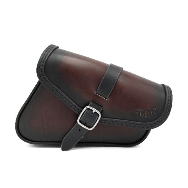 エンズクオイオ Fusion レザーサドルバッグ 3.5L (ディストレスト・ツートーン・ダーク) ...