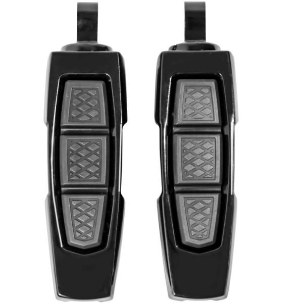 ハーレー スポーツスター、ダイナ、ソフテイル エニグマ フットペグ (グロスブラック) クリアキン