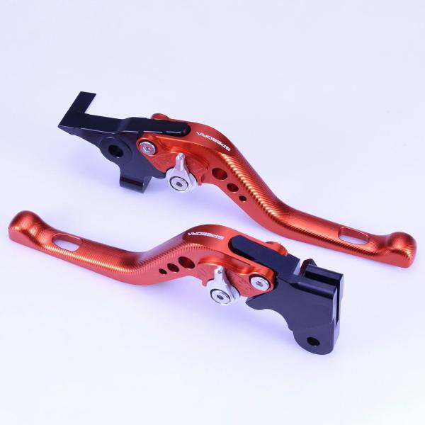 ハーレー  X350、X500 ショート・アジャスタブルレバーセット (オレンジ/シルバー) スピー...