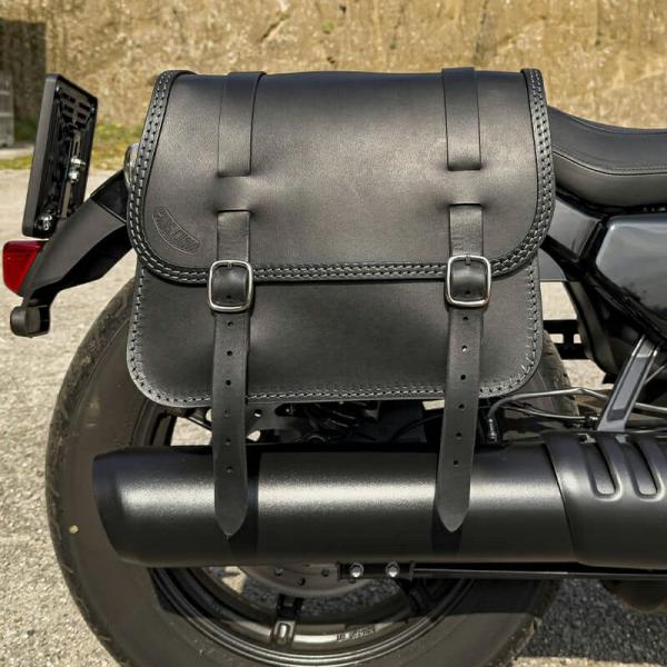 エンズクオイオ Rap レザーサドルバッグ 16.5L (ブラック) ナイトスター