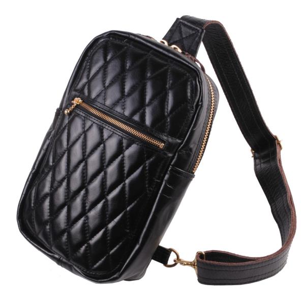 SHM レザー ボディバッグ ブラック