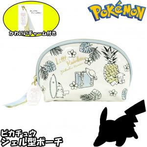 ピカチュウ ポーチ 定期券 定期入れ ポケモン コスメポーチ 通勤 通学 ホワイトブルー 白青色 ポケモン