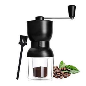 Meelio手挽き コーヒーミル セラミック スケルトン ステンレスハンドル 二重容器 手動コーヒー豆挽き器 アウト