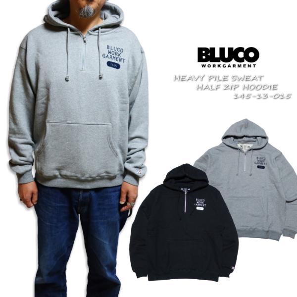 BLUCO WORK GARMENT ブルコ ハーフジップスウェットパーカー へビーパイル 145-...