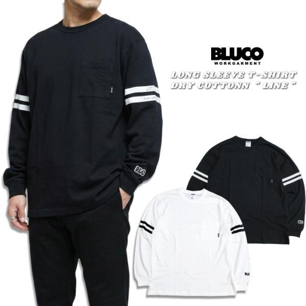 BLUCO WORK GARMENT ブルコ 長袖ポケットTシャツ ドライコットン 袖ライン メンズ...