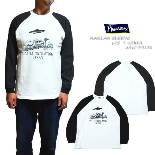 Pherrow's フェローズ ラグラン長袖Tシャツ CATTLE MUTILATION 24W-P...