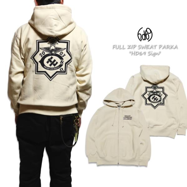 HEAD LOCK フルジップスウェットパーカー ヘビーウエイト HD69 Sign ベージュ HL...
