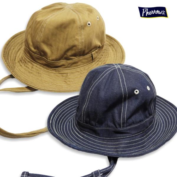 Pherrow's フェローズ ハット ジャングルハット デニム ヘリンボーン PJH1