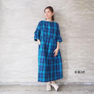 ワンピース Ichi イチ ロングワンピース レディース 卓出 タータンチェック 夏 半袖ワンピース 半袖 ロング 春夏 0111