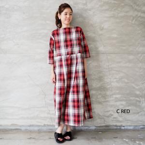ワンピース Ichi イチ ロングワンピース レディース 卓出 タータンチェック 夏 半袖ワンピース 半袖 ロング 春夏 0111