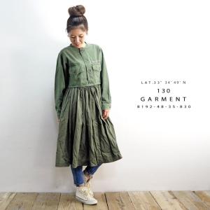 130 Garment ワンピース レディース ミリタリーリメイクワンピース お金を節約 A16 Ichi 長袖ワンピース イチ 長袖 ロング
