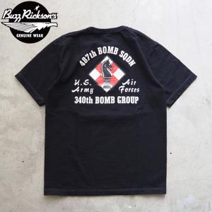 バズリクソンズ Tシャツ 半袖 BUZZ RICKSON'S 国空軍第487爆撃隊 プリントTシャツ BR79372 メンズ 半袖Tシャツ ミリタリー バズリクソン｜headfoot