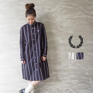 フレッドペリー FRED PERRY ワンピース レディース STRIPED SHIRT DRESS F8548 シャツワンピース シャツ シャツワンピ｜headfoot