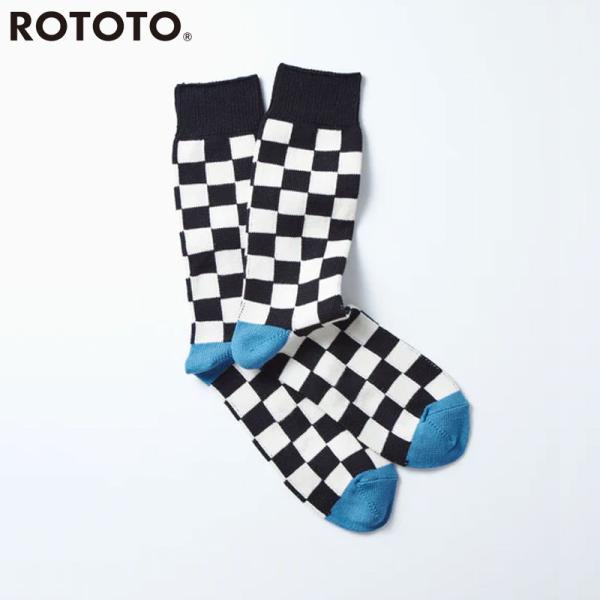 RoToTo 靴下 メンズ CHECKERBOAD CREW SOCKS R1495 クルーソックス...