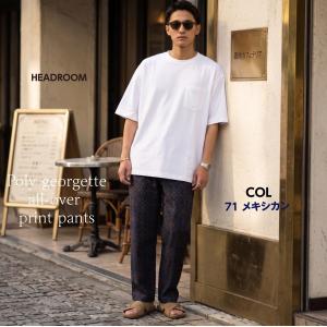 イージーパンツ メンズ 総柄パンツ ポリジョー...の詳細画像5