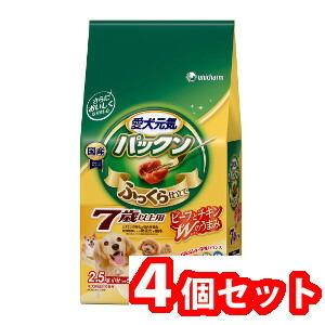 ユニ・チャーム 4個セット 愛犬元気パックン7歳以上用ビーフ・ささみ・緑黄色野菜・小魚入り 2.5ｋ...