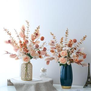 2023造花 北欧インテリア おしゃれ 花瓶付き アートフラワー 枯れない 飾り ホーム リビングルーム庭園 撮影 美術館造花セットプレゼント