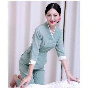 エステユニフォーム サロンウェア レディース 半袖グリーン