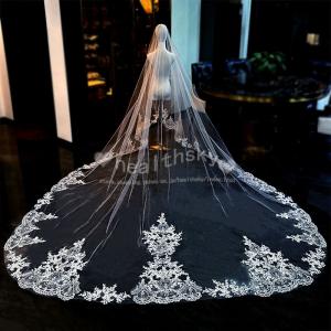 ウエディングベール ロングベール 350cm 380cm結婚式用ベールレトロ花嫁様向け披露宴ブライダルベール二次会フラワーベール