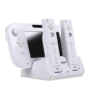 ieGeek Nintendo Wii U Game Pad（ゲームパッド） ＆リモコン 置くだけ充電ベース 充電ポート 充電 収納 スタンド ホワイト W003｜healthysmile
