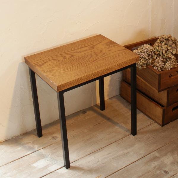 アイアン スツール｜無垢材×アイアン 高さ42cm オーク材 イス 木製 椅子 チェア 鉄脚 チェア...